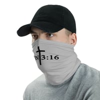 Image 2 of John 3:16 Face Mask Neck Gaiter Gray
