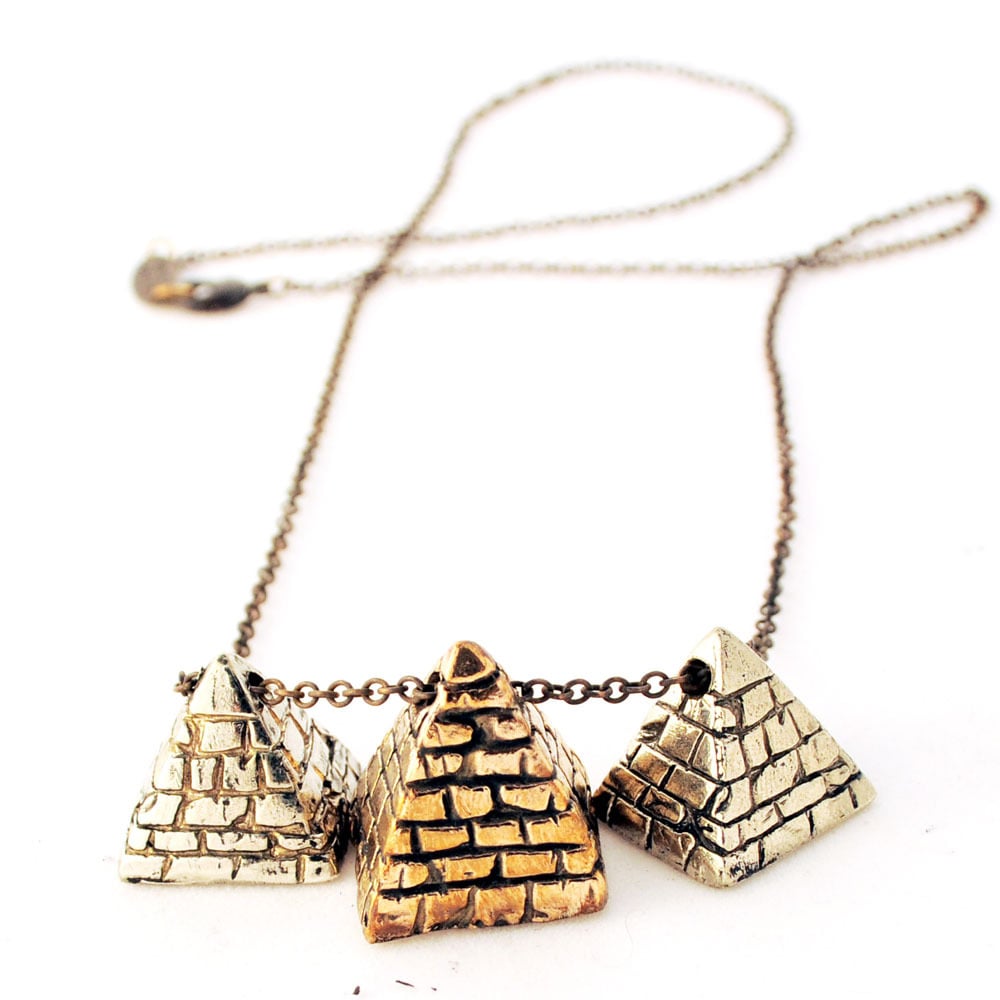 Image of 3 Pyramid Necklace two tone