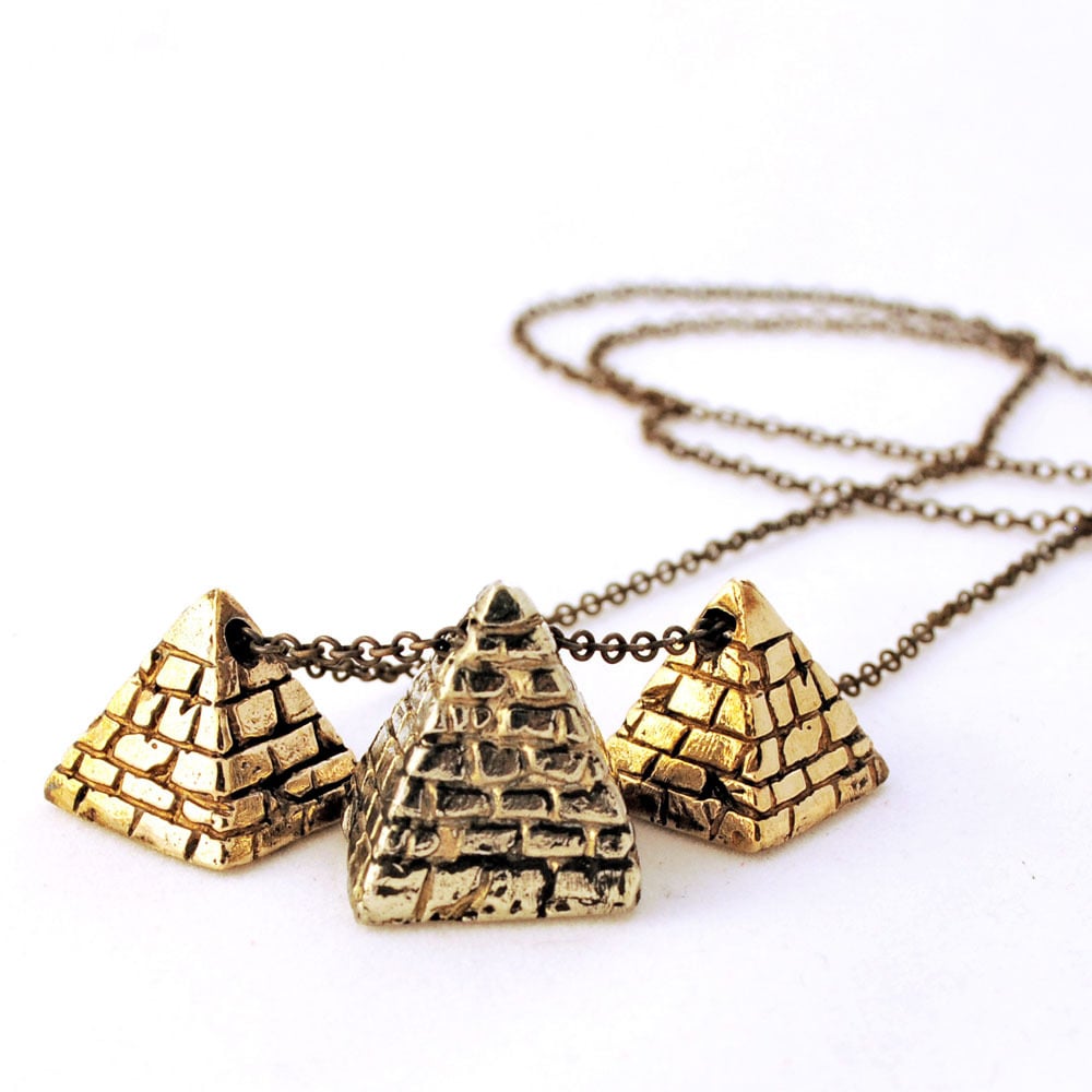 Image of 3 Pyramid Necklace two tone