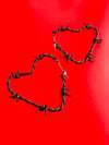 LARGE HEART BARBED WIRE HOOP EARRINGS 