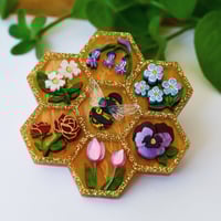 Image 3 of Beehive in Bloom - Brooch  (large) 