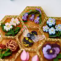 Image 2 of Beehive in Bloom - Brooch  (large) 