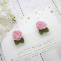 Image 1 of CHOOSE YOUR COLOUR - SET OF 2 Small Rose Pigtail Clips - Choice of 52 Colours 