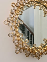 Image 3 of 13" Gilt Brass and Crystal Wall Mirror Attributed to Palwa