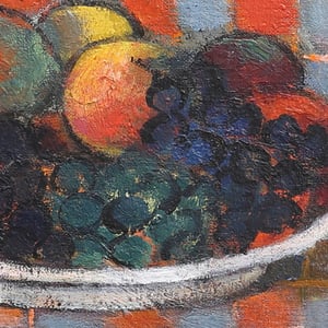 Image of 1956, Swedish Still Life Painting, 'Fruit and Wine.' LARS VIDLUND 