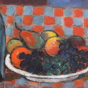 Image of 1956, Swedish Still Life Painting, 'Fruit and Wine.' LARS VIDLUND 
