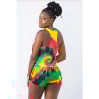 Image 4 of Rasta fringe shorts set 