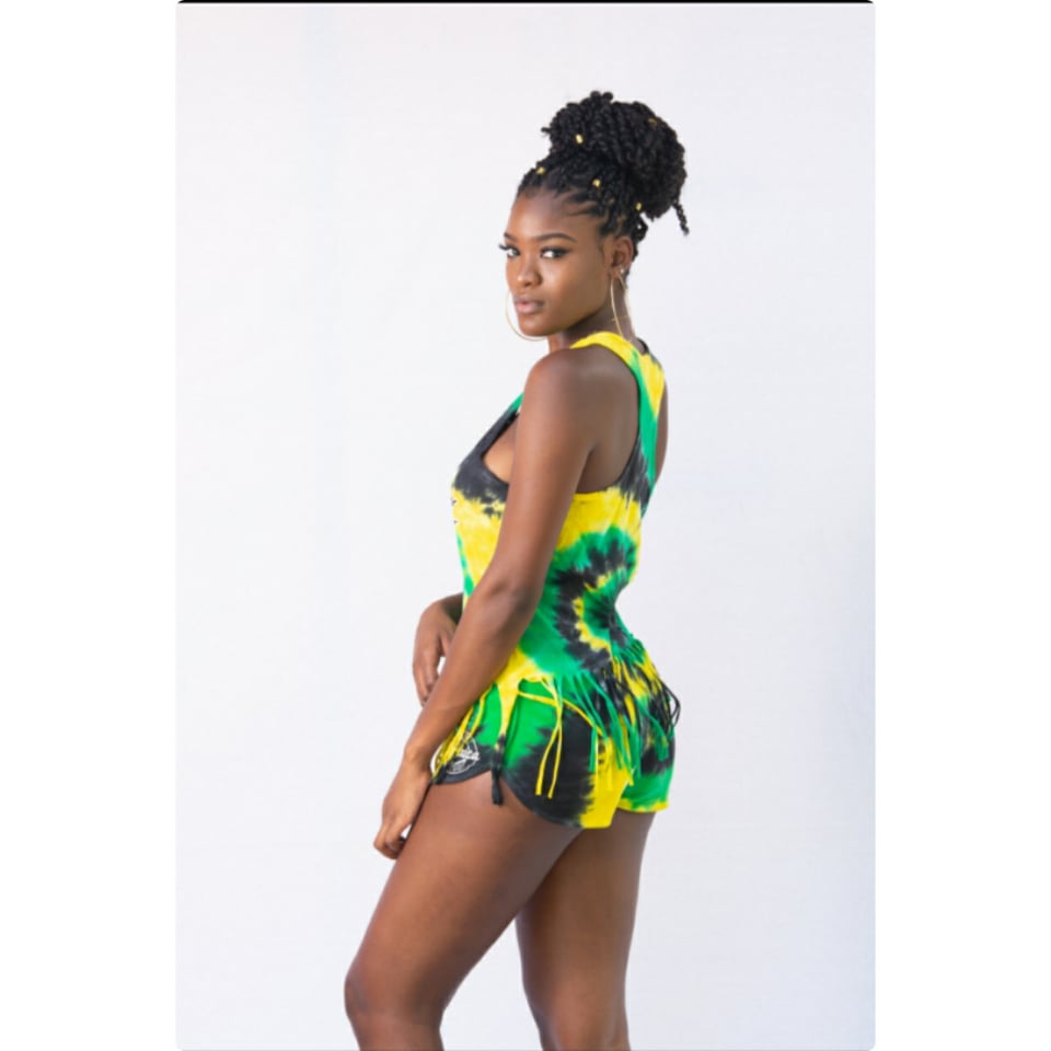 Jamaica fringe shorts set 