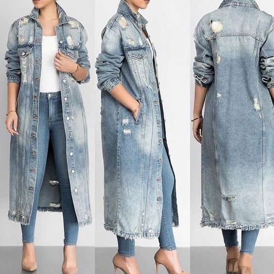 Image of Madison Distressed Denim Trench