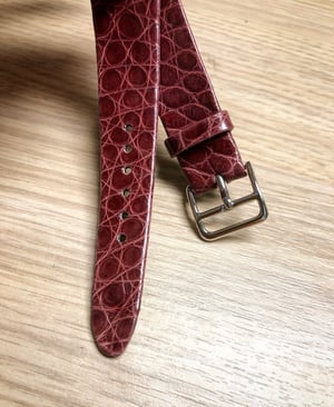 Image of Hand-rolled rembordè vintage strap - Burgundy glossy Alligator