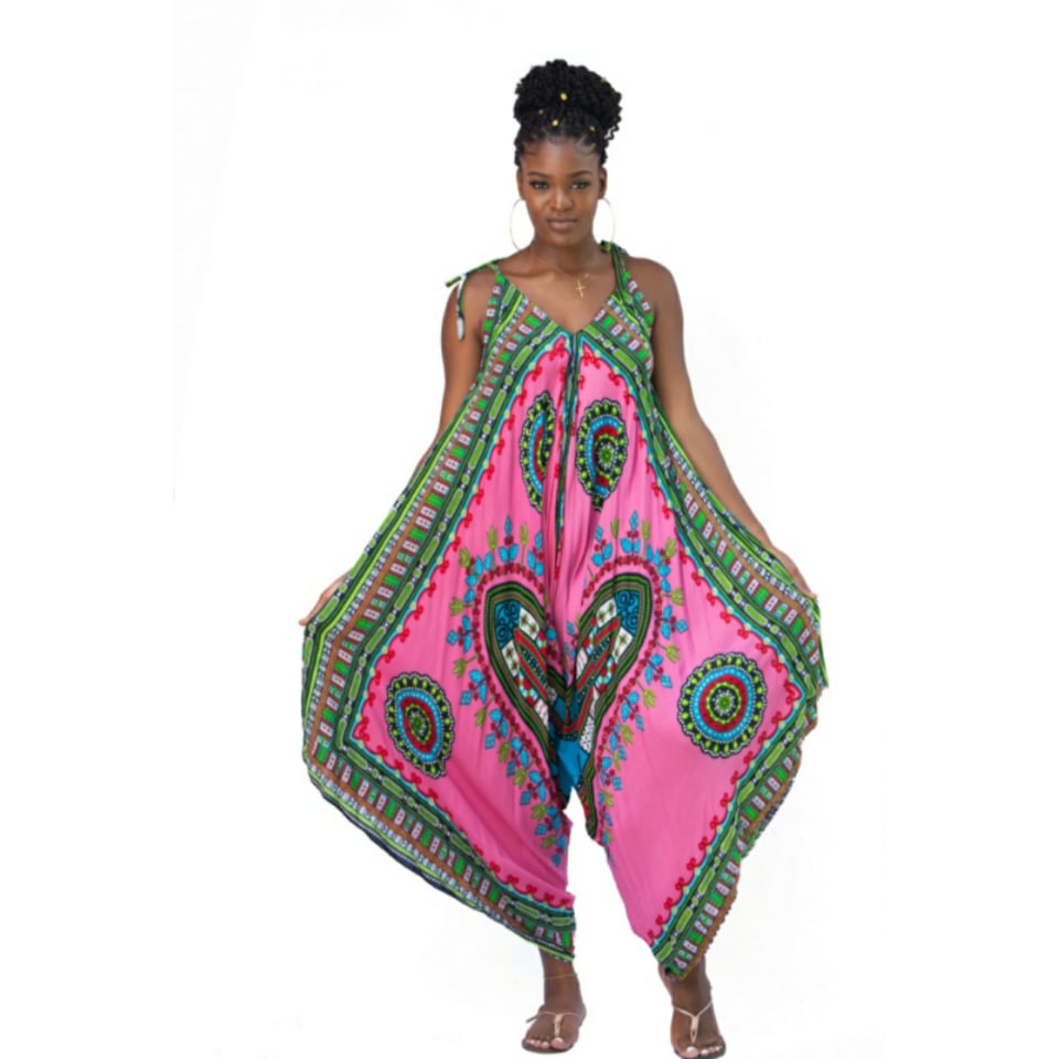 Dashiki vibe pink jumpsuit 