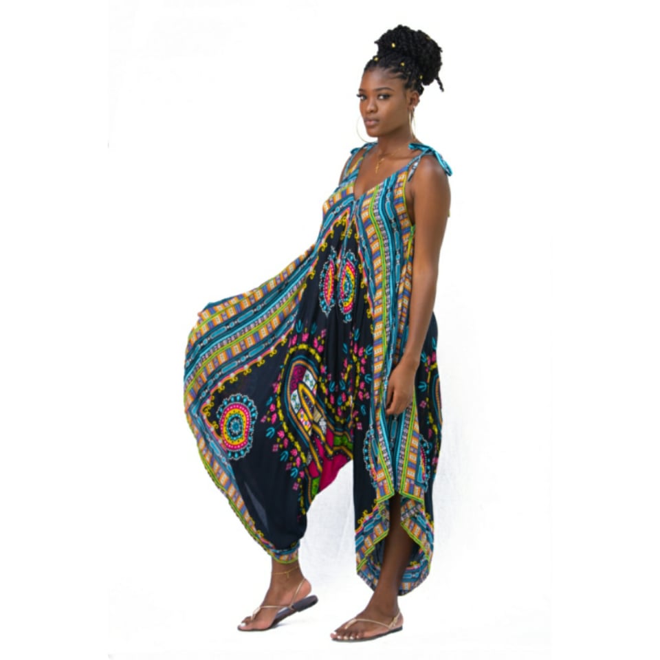 Dashiki vibe Black jumpsuit