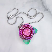 Image 2 of Petal to the Metal Capture Crystal Rose Pendant