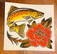 Original Artwork- Brown Trout/ Flower