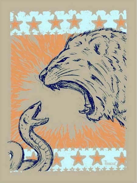 Image of Lion vs. Snake Serigraph Art Print