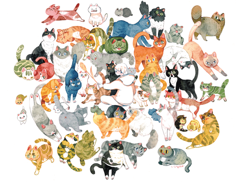 Image of 50 cats Print