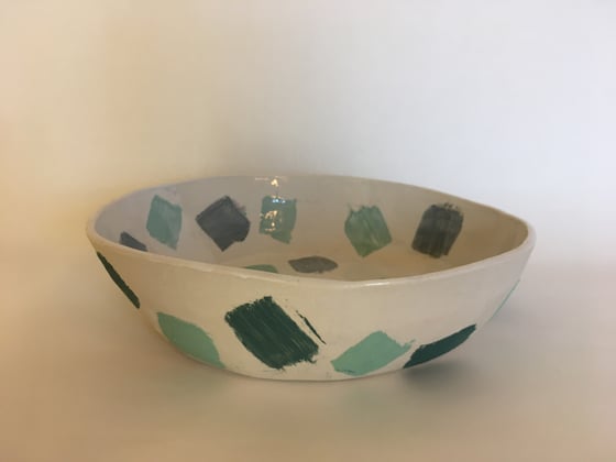 Image of Porcelain Bowl, Dark and Light Green Slip