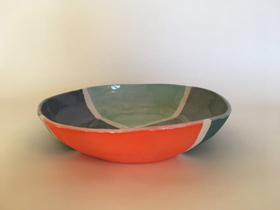 Image of Porcelain Bowl with Four Colors of Slip