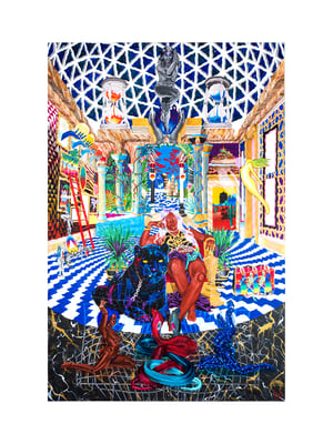 Image of 'The Temple of Transforming Vizigraphs' woven blanket  PREORDER