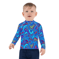 Image 2 of TALKING ROCKS BLUE KIDS RASH GUARD SHIRT