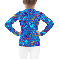 Image 1 of TALKING ROCKS BLUE KIDS RASH GUARD SHIRT