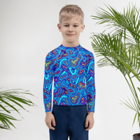 Image 4 of TALKING ROCKS BLUE KIDS RASH GUARD SHIRT