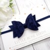 Navy Blue Velvet Bow - Choice of Headband or Clip