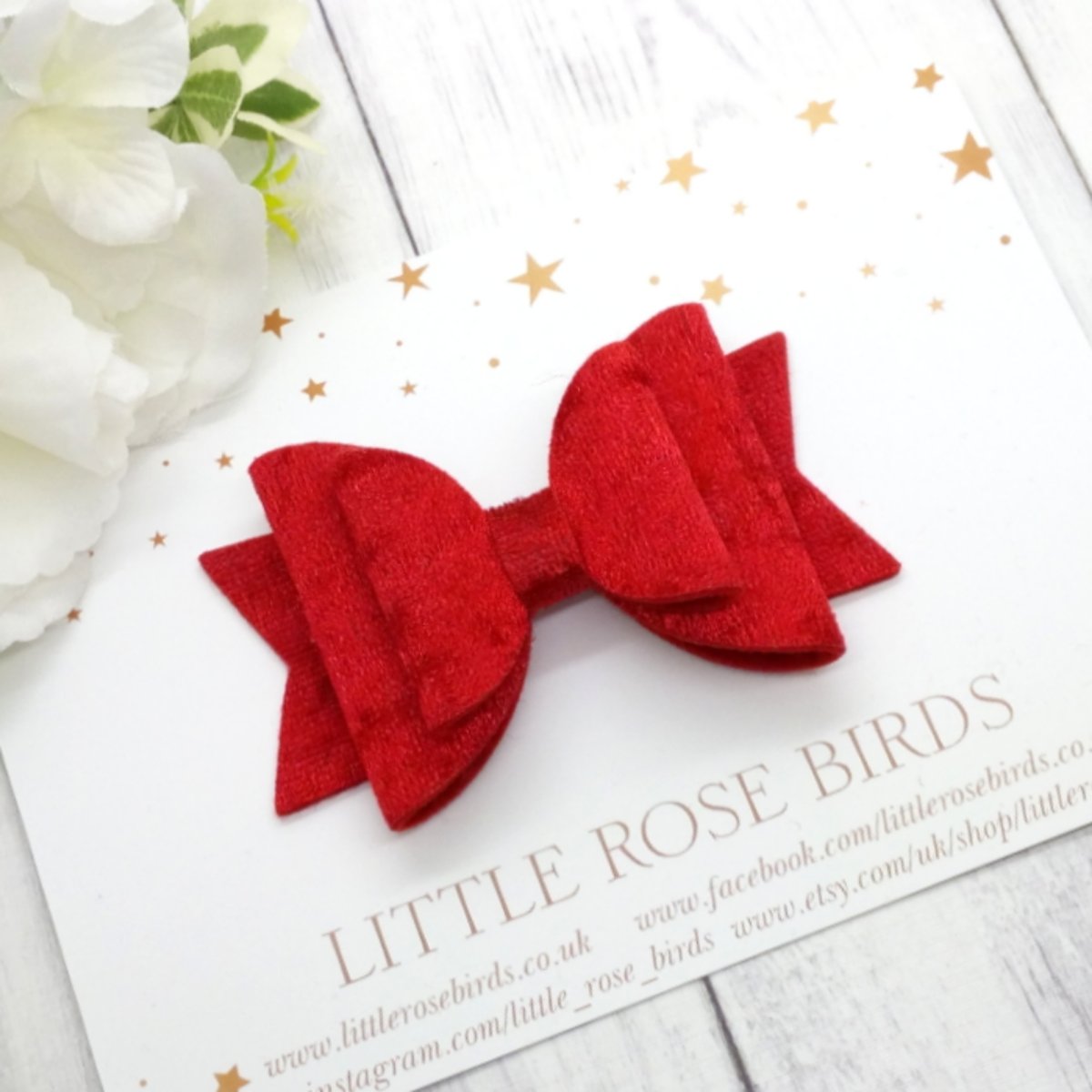 Velvet And Pearl Bow Hair Clip In Deep Red