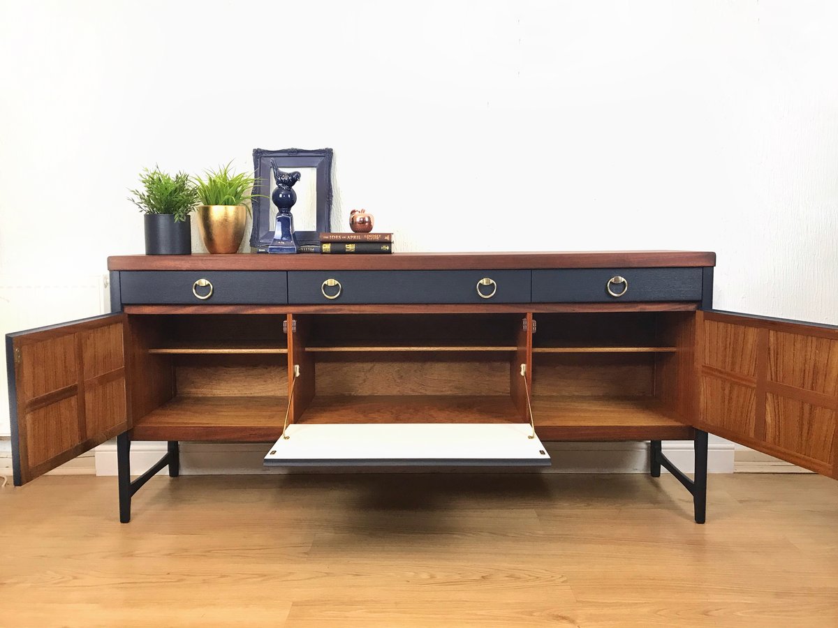 Mid Century Modern Vintage Retro NATHAN SIDEBOARD painted in Navy Blue