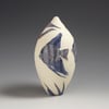 Angelfish & weed ceramic sgraffito vessel