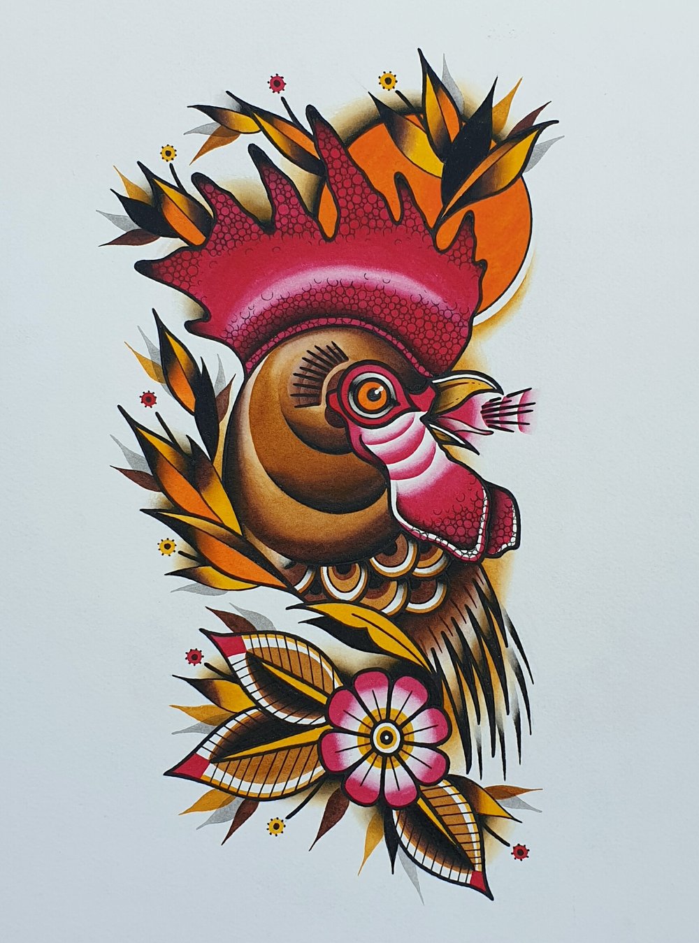 Image of Cockerel head original painting (A4 - 210x300mm)