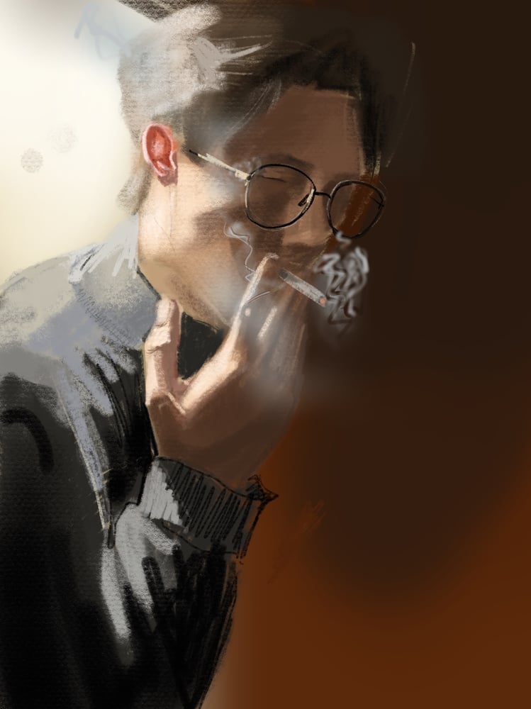 Image of Boy Smoking at the Bar