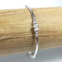 Image 1 of Sterling silver textured bangle bracelet