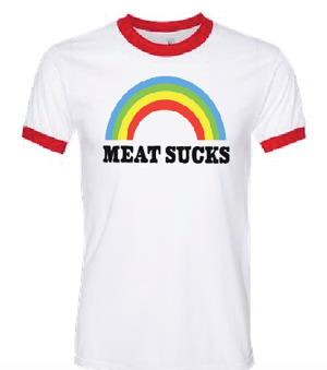 Image of Meat sucks rainbow unisex tee