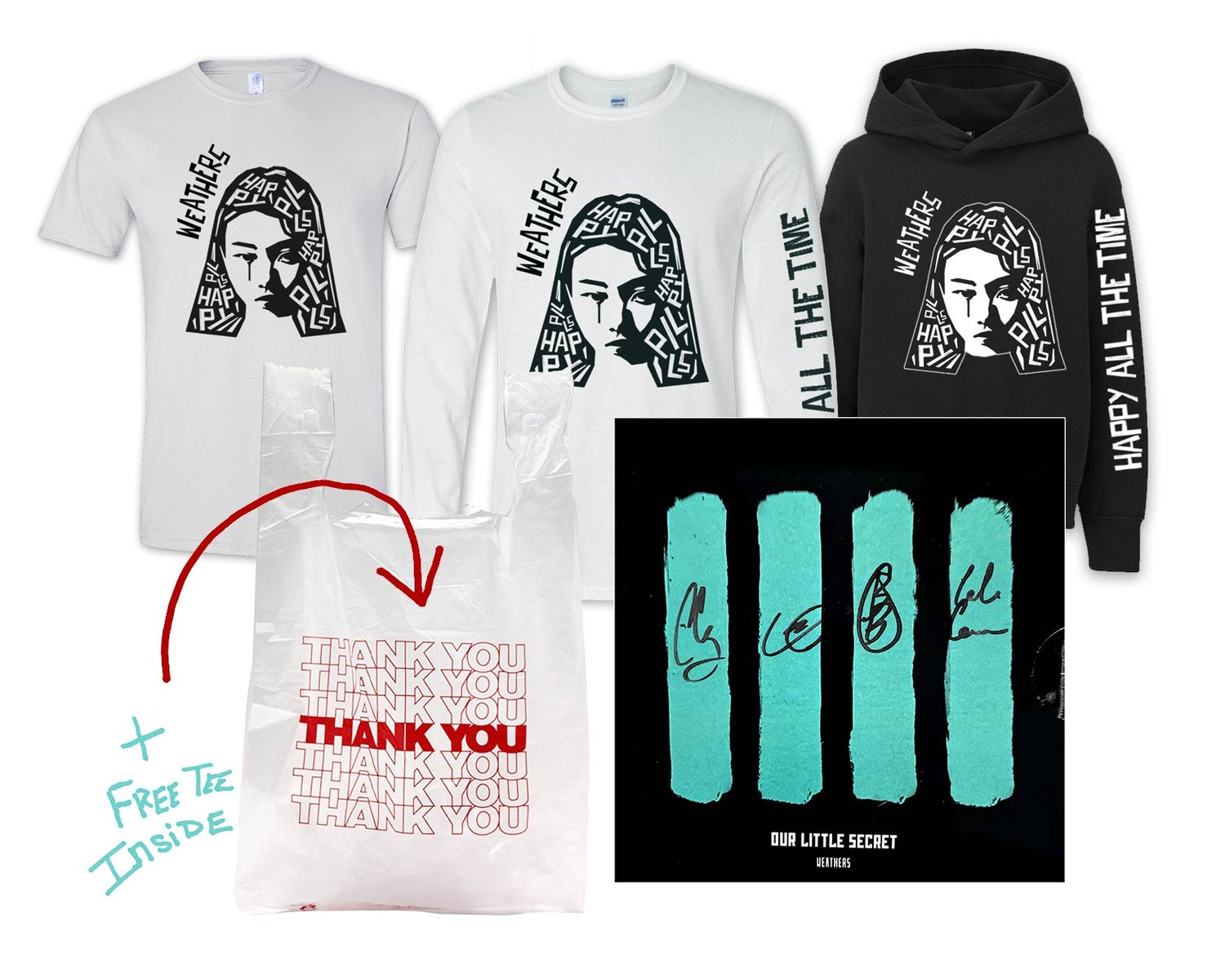 Image of "Happy Pills" BUNDLE #1 + Free SS Tee Inside "Thank You" Bag - - - Mix Any Sizes (No XXL's)