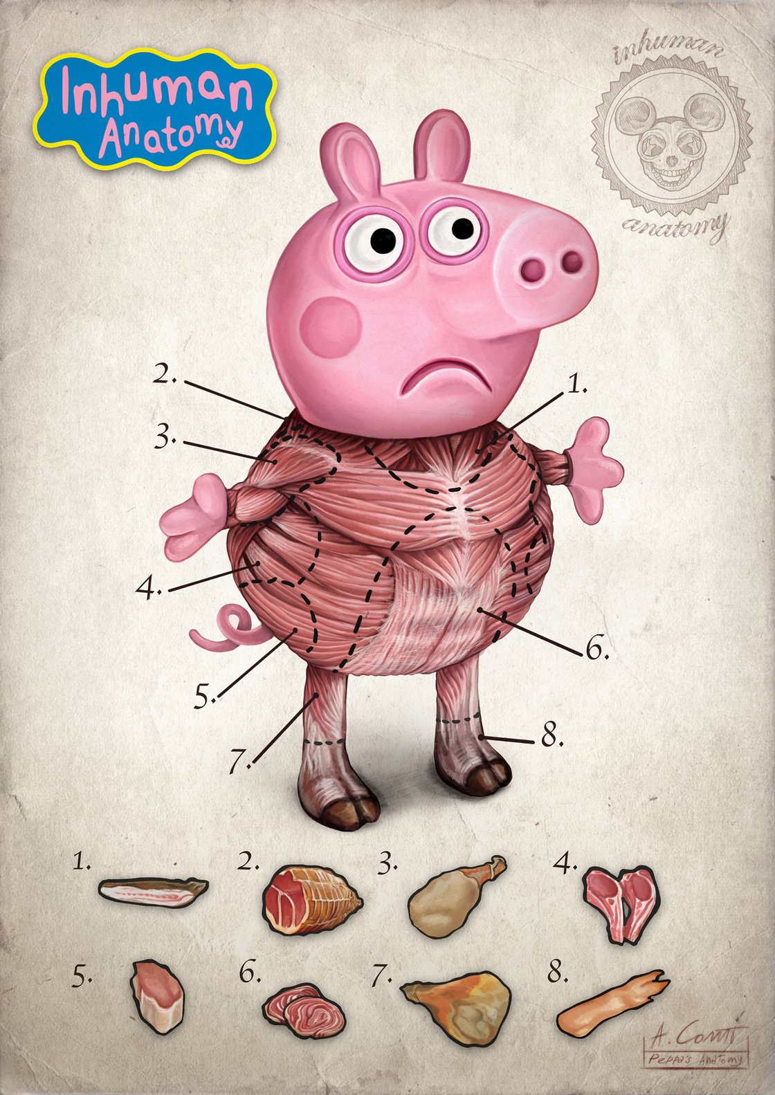 Image of  PEPPA ANATOMY-  limited edition of 100 Giclèe print on fine art canvas