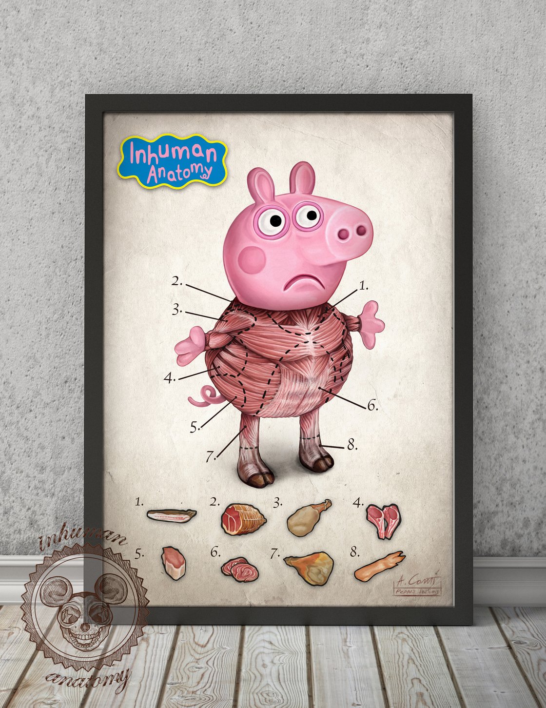 Image of  PEPPA ANATOMY-  limited edition of 100 Giclèe print on fine art canvas