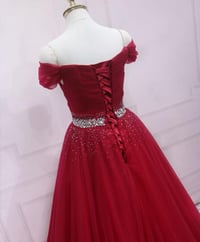 Image 2 of Dark Red Fashionable Off Shoulder Long Party Dress, Red Prom Dress