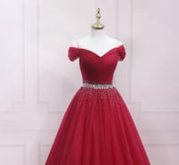Image 3 of Dark Red Fashionable Off Shoulder Long Party Dress, Red Prom Dress 