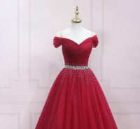 Image 3 of Dark Red Fashionable Off Shoulder Long Party Dress, Red Prom Dress