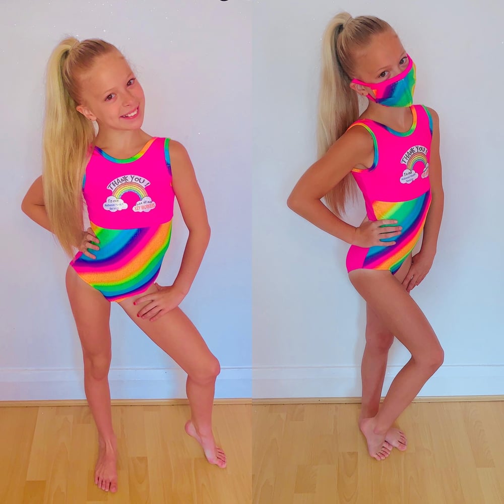 Image of Rainbow leotard and face mask 🌈