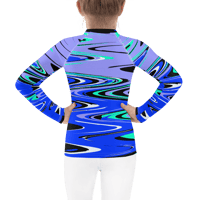 Image 1 of CRAZY WAVES VIOLET KIDS RASH GUARD TOP