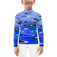 Image 5 of CRAZY WAVES VIOLET KIDS RASH GUARD TOP