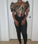 Image of Puff-Sleeve Bustier Crop Top