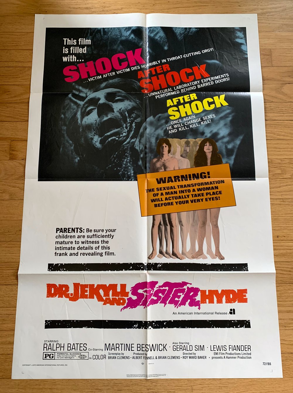 1972 DR JEKYLL AND SISTER HYDE Original U.S. One Sheet Movie Poster
