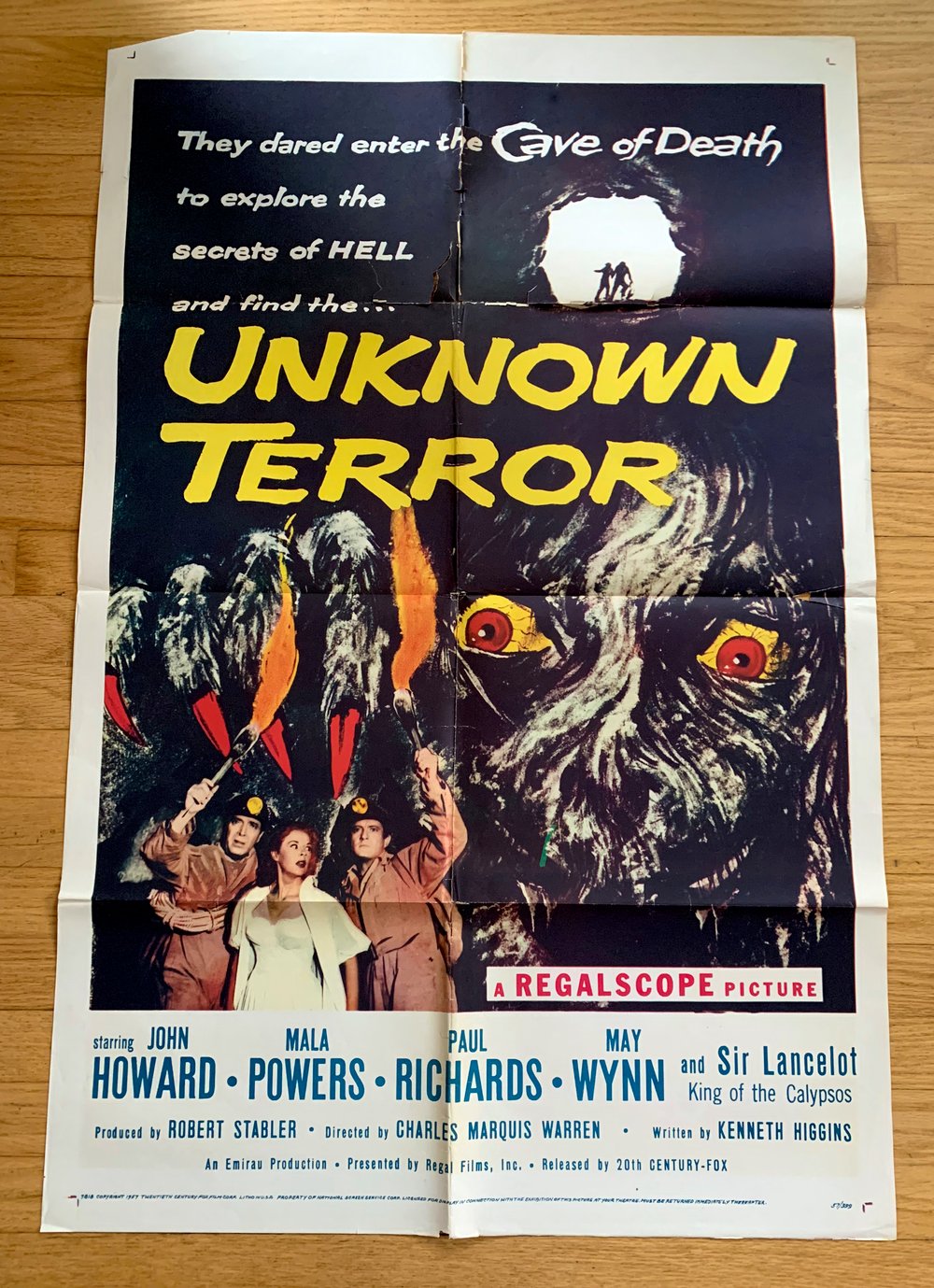 1957 UNKNOWN TERROR Original U.S. One  Sheet Movie Poster