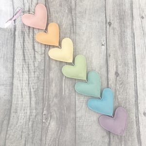 Image of Pastel rainbow heart garland 