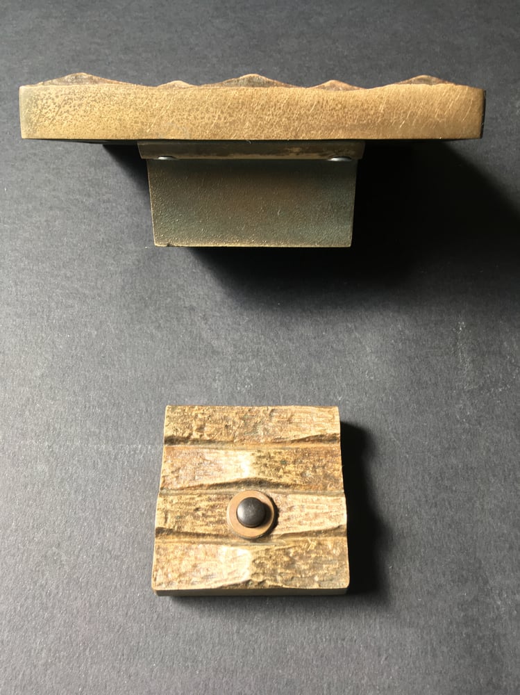 Image of Bronze Door Handle and Bell Push with Brutalist Design