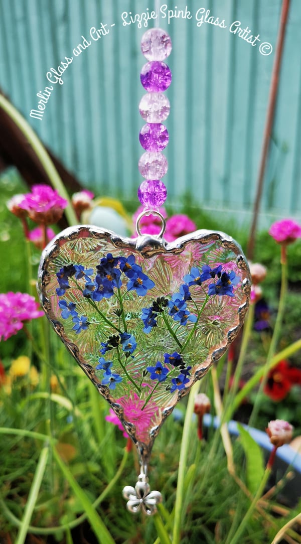 Image of Forget-me-not heart with beads