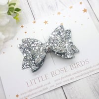 Image 1 of Silver Glitter Bow - Choice of Headband or Clip